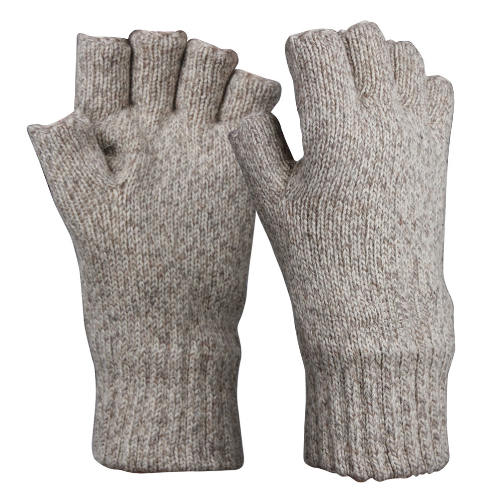 Cold Protection Ragg Wool Thinsulate Insulated Lined Knitted Fingerless Half Finger Glove For